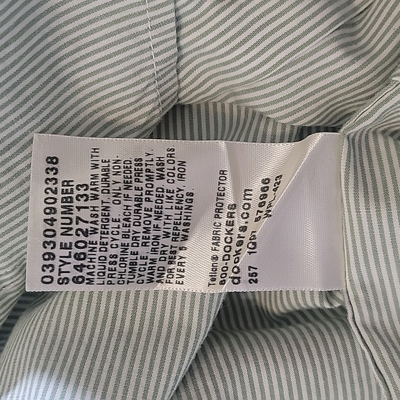 Dockers Short Sleeve Button Down Green White Collared Shirt - Picture 5 of 7
